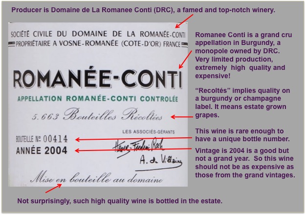 Understanding Wine Label Burgundy DRC